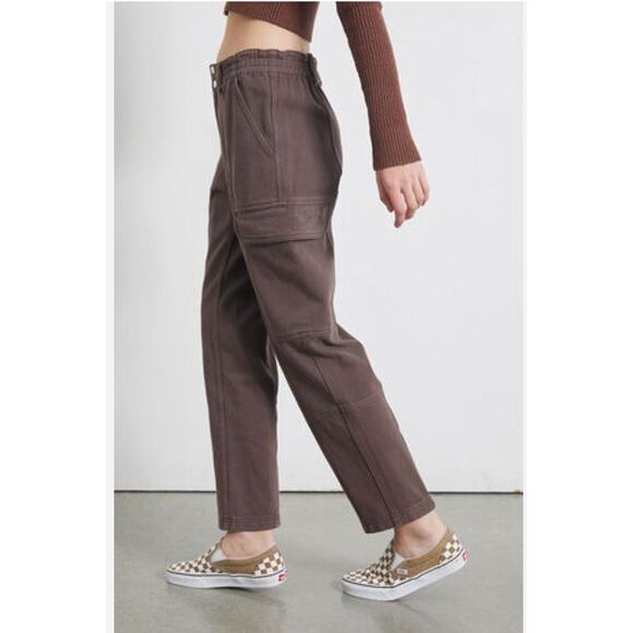 PacSun Elastic Waist Cargo Jeans – Brown Utility Streetwear – women’s M - Picture 1 of 12